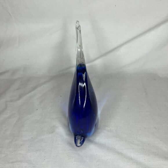 Vinci Dynasty Gallery Tropical Fish Hand Fused Art Glass Figurine Blue 6 Inches - Picture 3 of 6